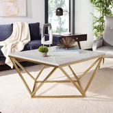 The Attic Atelier Metal and Marble Coffee Table Gold